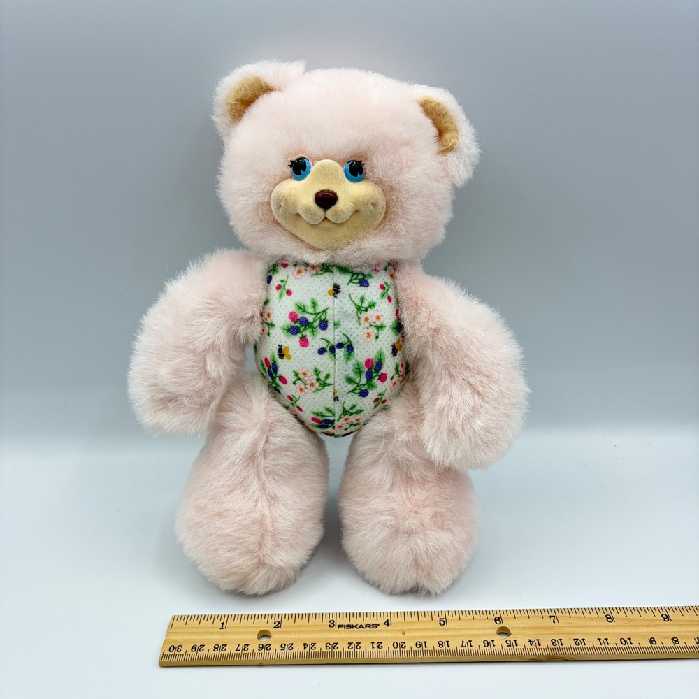 Vintage 1998 Fisher-Price Berrylynn Pink Teddy Bear Floral Plush Briarberry 9 in